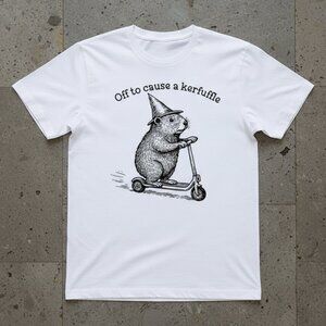 Off To Cause A Kerfuffle Funny Groundhog Scooter Graphic Tee